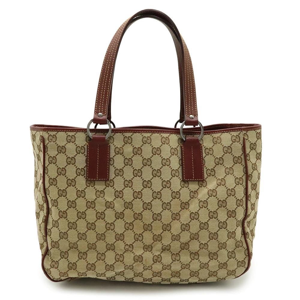 Gucci GG Canvas Tote Bag Shoulder Hobo Leather Beige Brown Cream Bordeaux Purple
